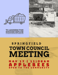 Flyer for an upcoming town council meeting